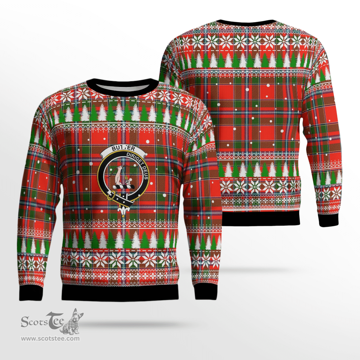 Scottish Butter Clan Crest Tartan Christmas Ugly Sweater - Plaid Family Ugly Sweater Scottish Plaid Tartan Plaid - ScotsTee - scotstee.com