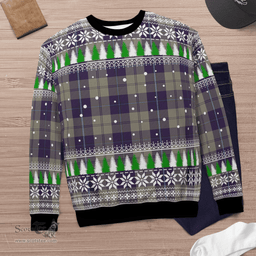 Scottish Cunningham Dress Blue Dancers Clan Tartan Christmas Ugly Sweater - Plaid Family Ugly Sweater Scottish Plaid Tartan Plaid - ScotsTee - scotstee.com