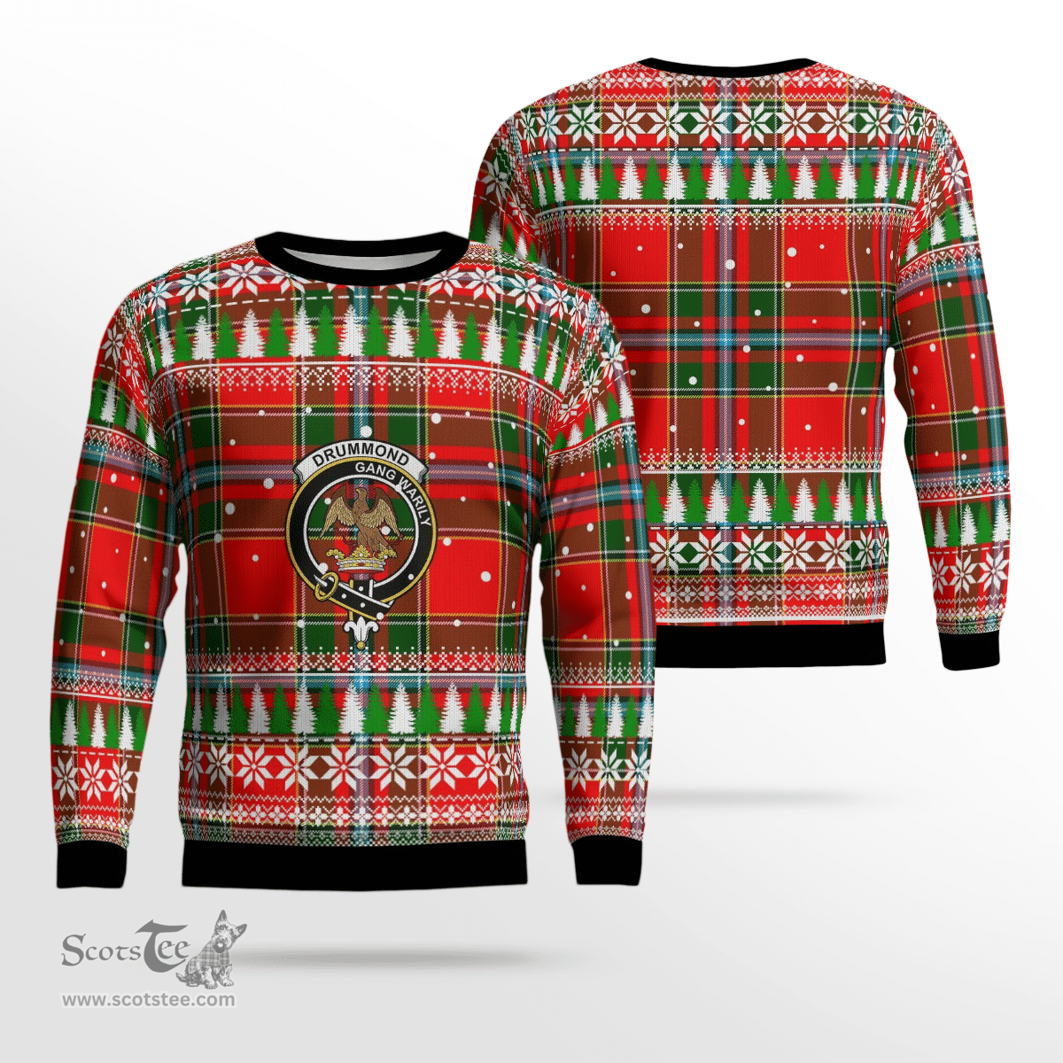 Scottish Drummond of Perth Clan Crest Tartan Christmas Ugly Sweater - Plaid Family Ugly Sweater Scottish Plaid Tartan Plaid - ScotsTee - scotstee.com