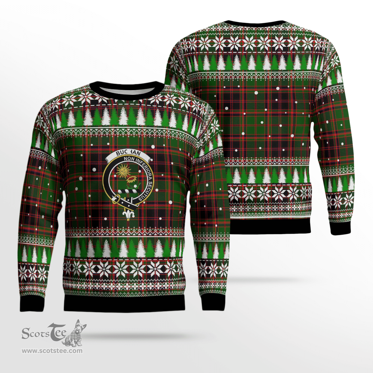 Scottish Buchan Modern Clan Crest Tartan Christmas Ugly Sweater - Plaid Family Ugly Sweater Scottish Plaid Tartan Plaid - ScotsTee - scotstee.com