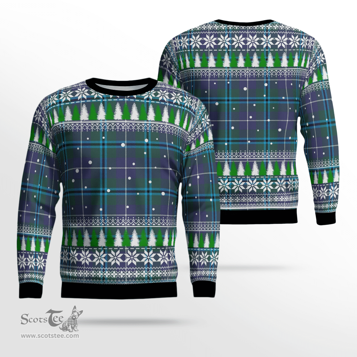 Scottish Douglas Modern Clan Tartan Christmas Ugly Sweater - Plaid Family Ugly Sweater Scottish Plaid Tartan Plaid - ScotsTee - scotstee.com