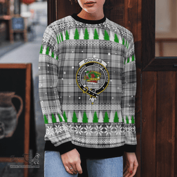 Scottish Douglas Grey Modern Clan Crest Tartan Christmas Ugly Sweater - Plaid Family Ugly Sweater Scottish Plaid Tartan Plaid - ScotsTee - scotstee.com