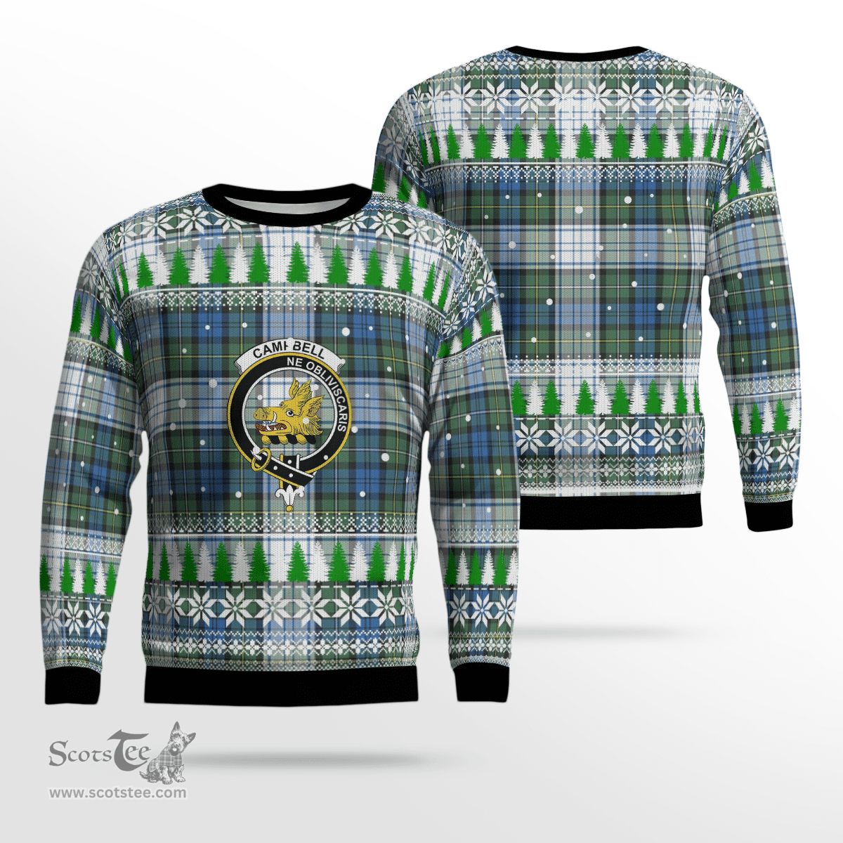 Scottish Campbell Dress Ancient Clan Crest Tartan Christmas Ugly Sweater - Plaid Family Ugly Sweater Scottish Plaid Tartan Plaid - ScotsTee - scotstee.com