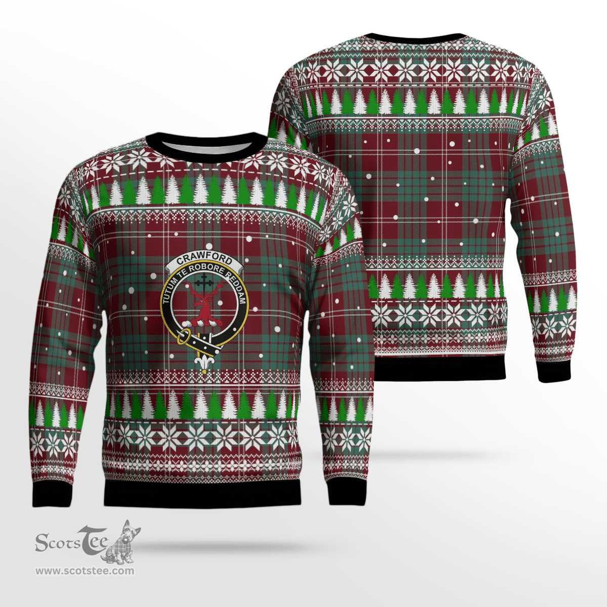 Scottish Crawford Modern Clan Crest Tartan Christmas Ugly Sweater - Plaid Family Ugly Sweater Scottish Plaid Tartan Plaid - ScotsTee - scotstee.com