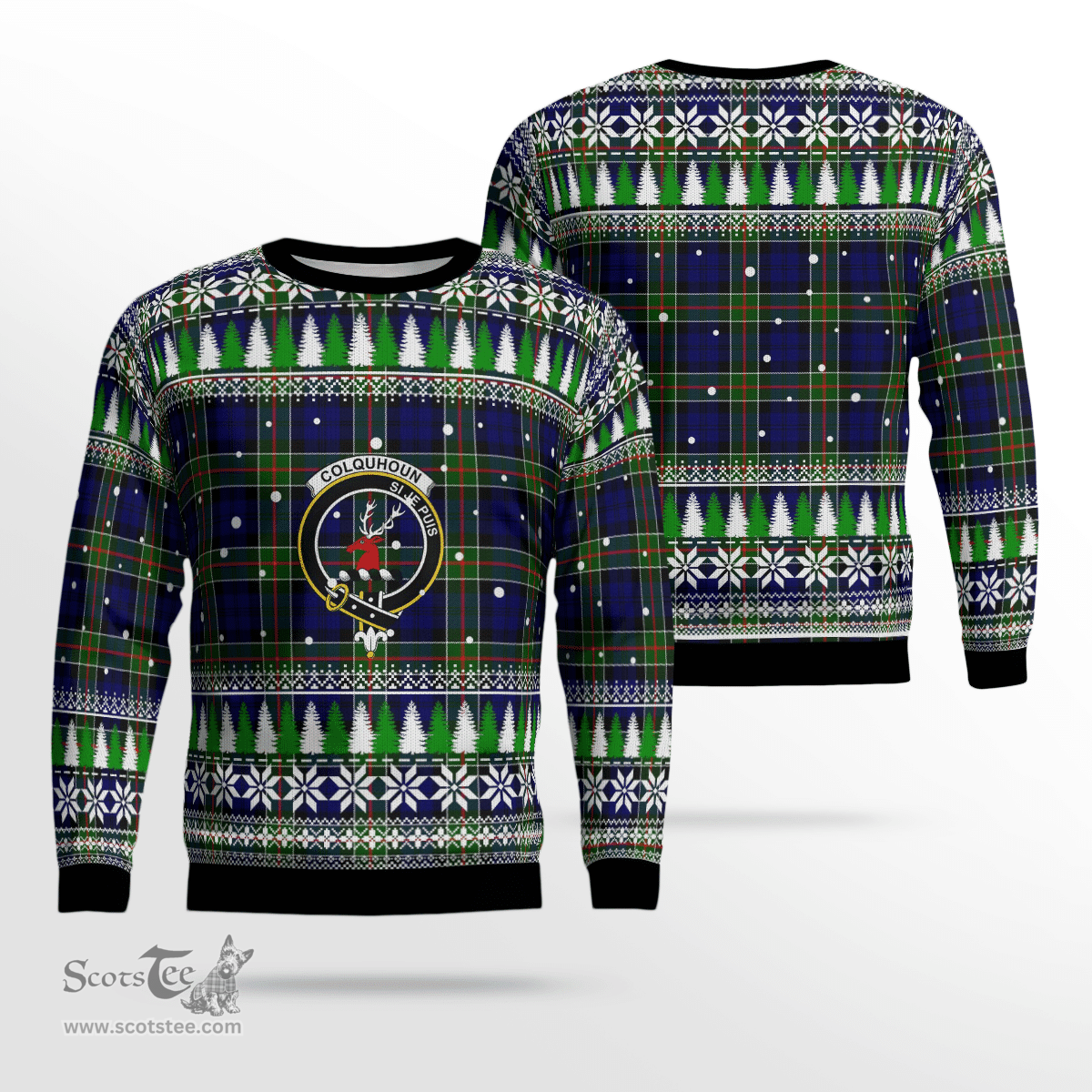 Scottish Colquhoun Modern Clan Crest Tartan Christmas Ugly Sweater - Plaid Family Ugly Sweater Scottish Plaid Tartan Plaid - ScotsTee - scotstee.com