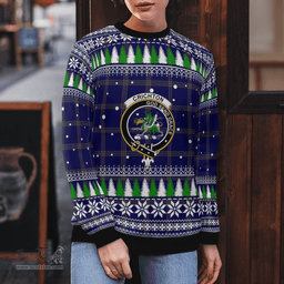 Scottish Crichton Clan Crest Tartan Christmas Ugly Sweater - Plaid Family Ugly Sweater Scottish Plaid Tartan Plaid - ScotsTee - scotstee.com