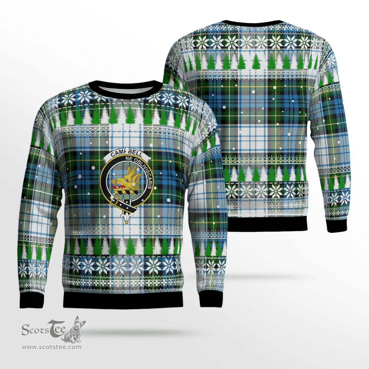 Scottish Campbell Dress Clan Crest Tartan Christmas Ugly Sweater - Plaid Family Ugly Sweater Scottish Plaid Tartan Plaid - ScotsTee - scotstee.com