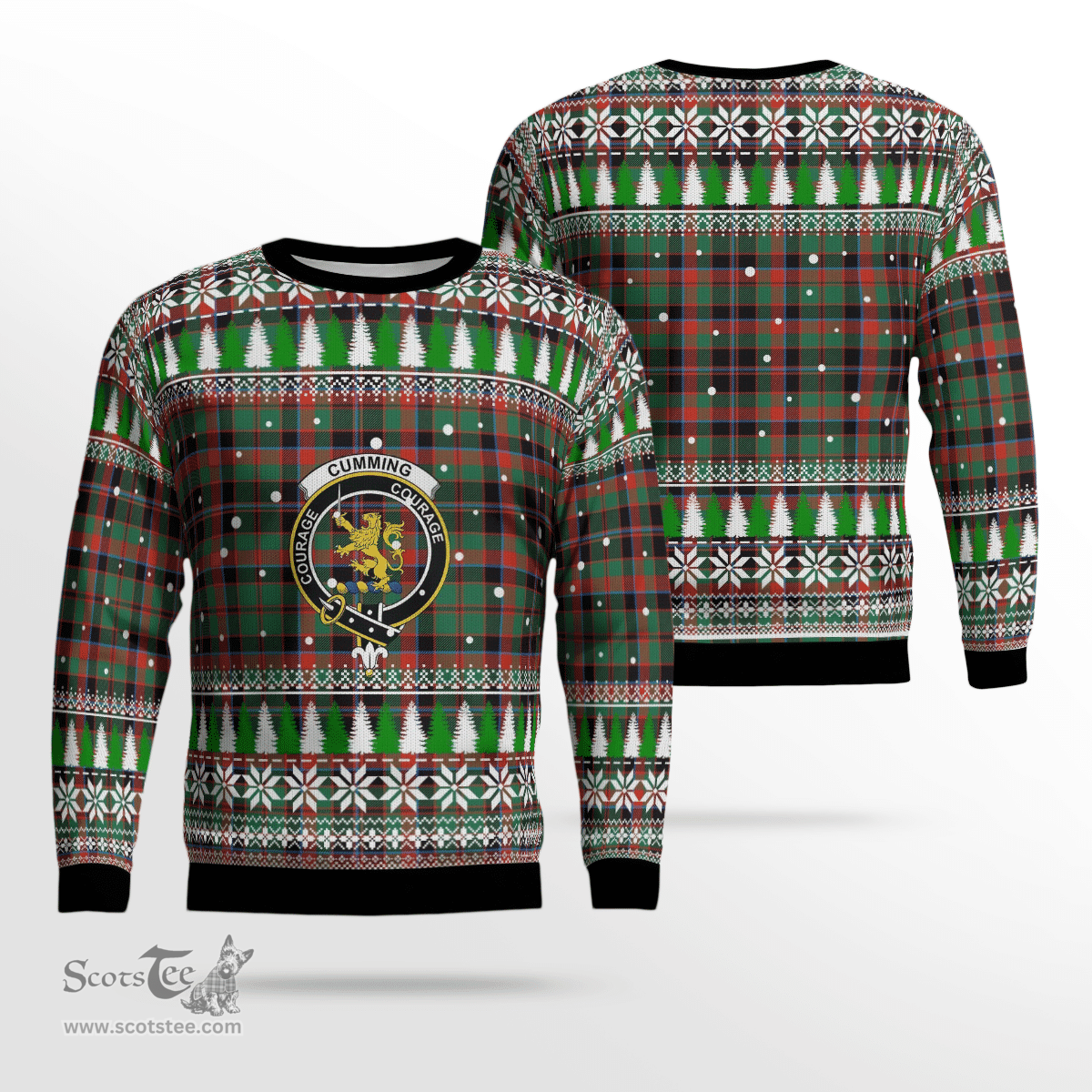 Scottish Cumming Hunting Ancient Clan Crest Tartan Christmas Ugly Sweater - Plaid Family Ugly Sweater Scottish Plaid Tartan Plaid - ScotsTee - scotstee.com