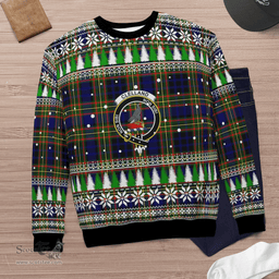 Scottish Clelland Modern Clan Crest Tartan Christmas Ugly Sweater - Plaid Family Ugly Sweater Scottish Plaid Tartan Plaid - ScotsTee - scotstee.com