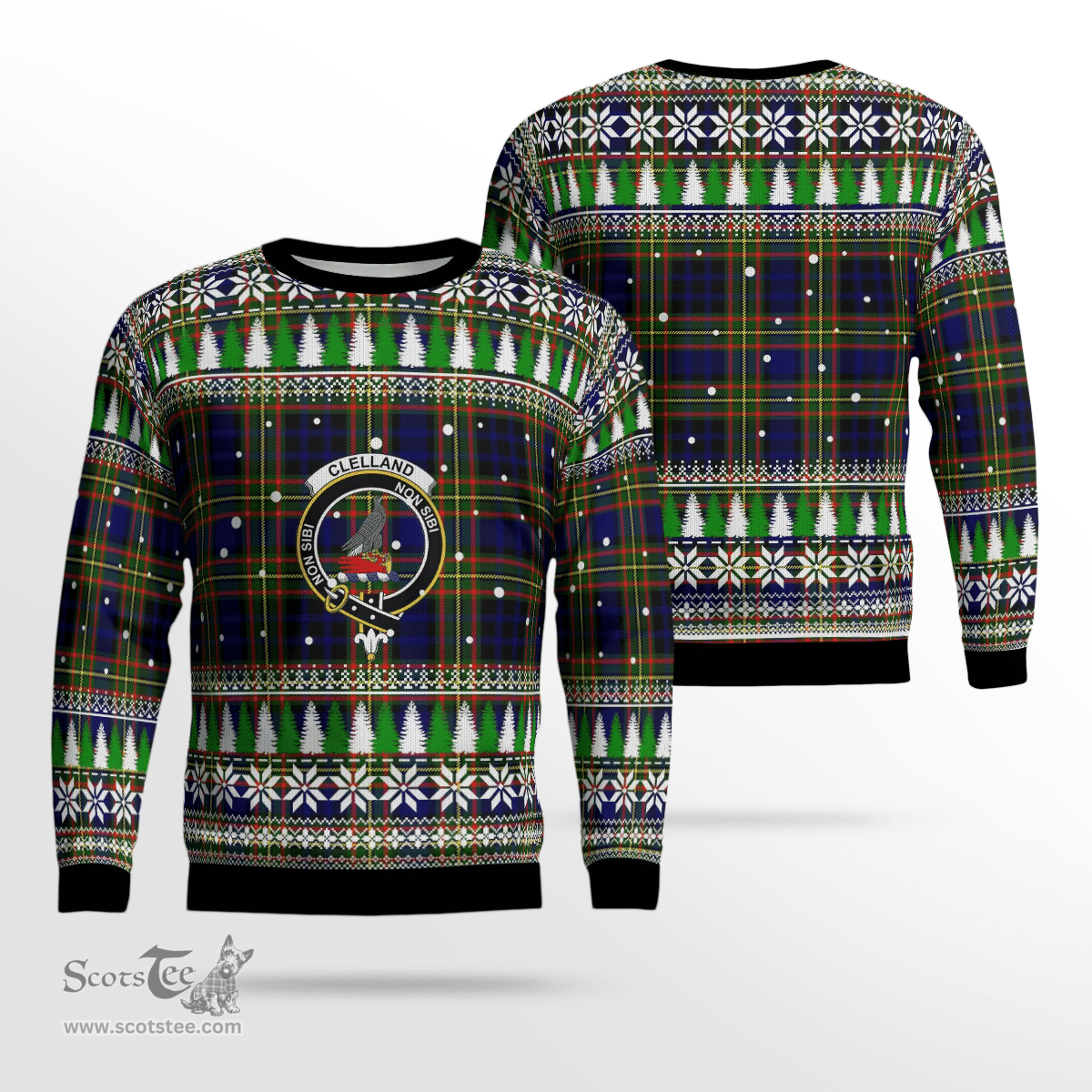 Scottish Clelland Modern Clan Crest Tartan Christmas Ugly Sweater - Plaid Family Ugly Sweater Scottish Plaid Tartan Plaid - ScotsTee - scotstee.com