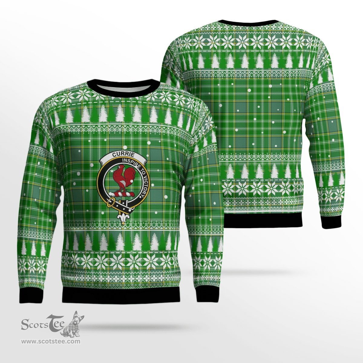 Scottish Currie Clan Crest Tartan Christmas Ugly Sweater - Plaid Family Ugly Sweater Scottish Plaid Tartan Plaid - ScotsTee - scotstee.com