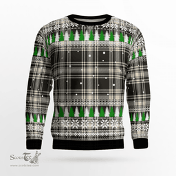 Scottish Menzies Black & White Ancient Clan Tartan Christmas Ugly Sweater - Plaid Family Ugly Sweater Scottish Plaid Tartan Plaid - ScotsTee - scotstee.com