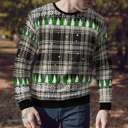 Scottish Menzies Black & White Ancient Clan Tartan Christmas Ugly Sweater - Plaid Family Ugly Sweater Scottish Plaid Tartan Plaid - ScotsTee - scotstee.com