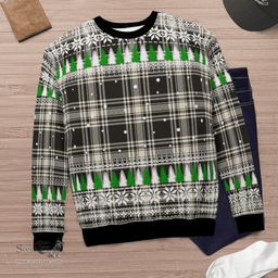Scottish Menzies Black & White Ancient Clan Tartan Christmas Ugly Sweater - Plaid Family Ugly Sweater Scottish Plaid Tartan Plaid - ScotsTee - scotstee.com