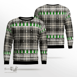Scottish Menzies Black & White Ancient Clan Tartan Christmas Ugly Sweater - Plaid Family Ugly Sweater Scottish Plaid Tartan Plaid - ScotsTee - scotstee.com