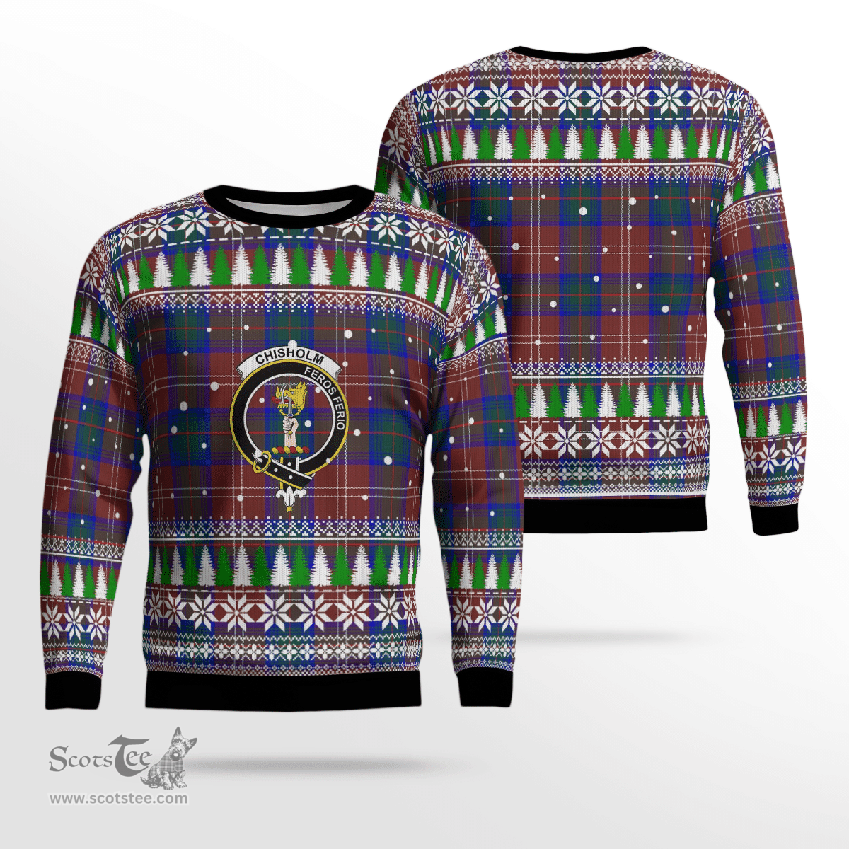 Scottish Chisholm Hunting Modern Clan Crest Tartan Christmas Ugly Sweater - Plaid Family Ugly Sweater Scottish Plaid Tartan Plaid - ScotsTee - scotstee.com