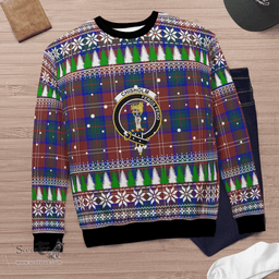 Scottish Chisholm Hunting Modern Clan Crest Tartan Christmas Ugly Sweater - Plaid Family Ugly Sweater Scottish Plaid Tartan Plaid - ScotsTee - scotstee.com