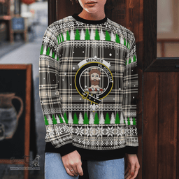 Scottish Menzies Black & White Ancient Clan Crest Tartan Christmas Ugly Sweater - Plaid Family Ugly Sweater Scottish Plaid Tartan Plaid - ScotsTee - scotstee.com
