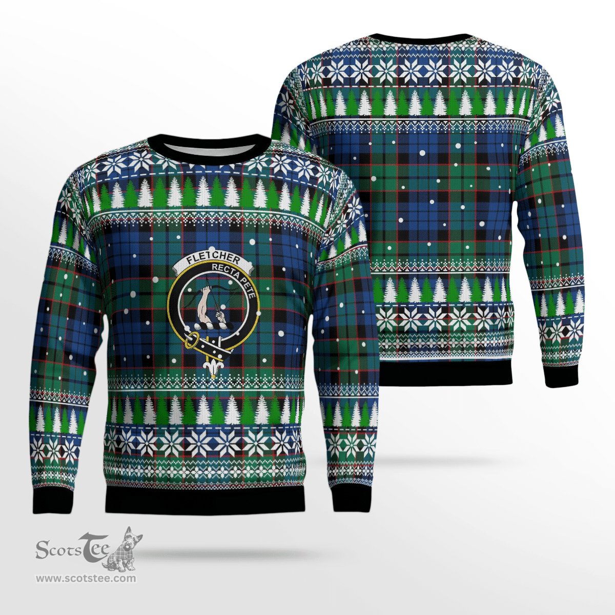 Scottish Fletcher Ancient Clan Crest Tartan Christmas Ugly Sweater - Plaid Family Ugly Sweater Scottish Plaid Tartan Plaid - ScotsTee - scotstee.com