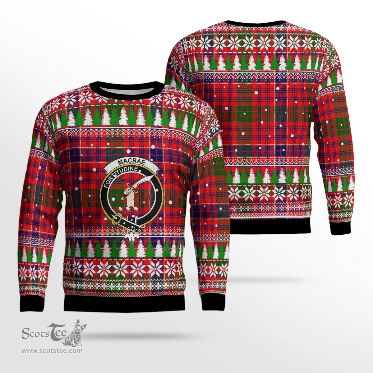 Scottish MacRae Modern Clan Crest Tartan Christmas Ugly Sweater - Plaid Family Ugly Sweater Scottish Plaid Tartan Plaid - ScotsTee - scotstee.com