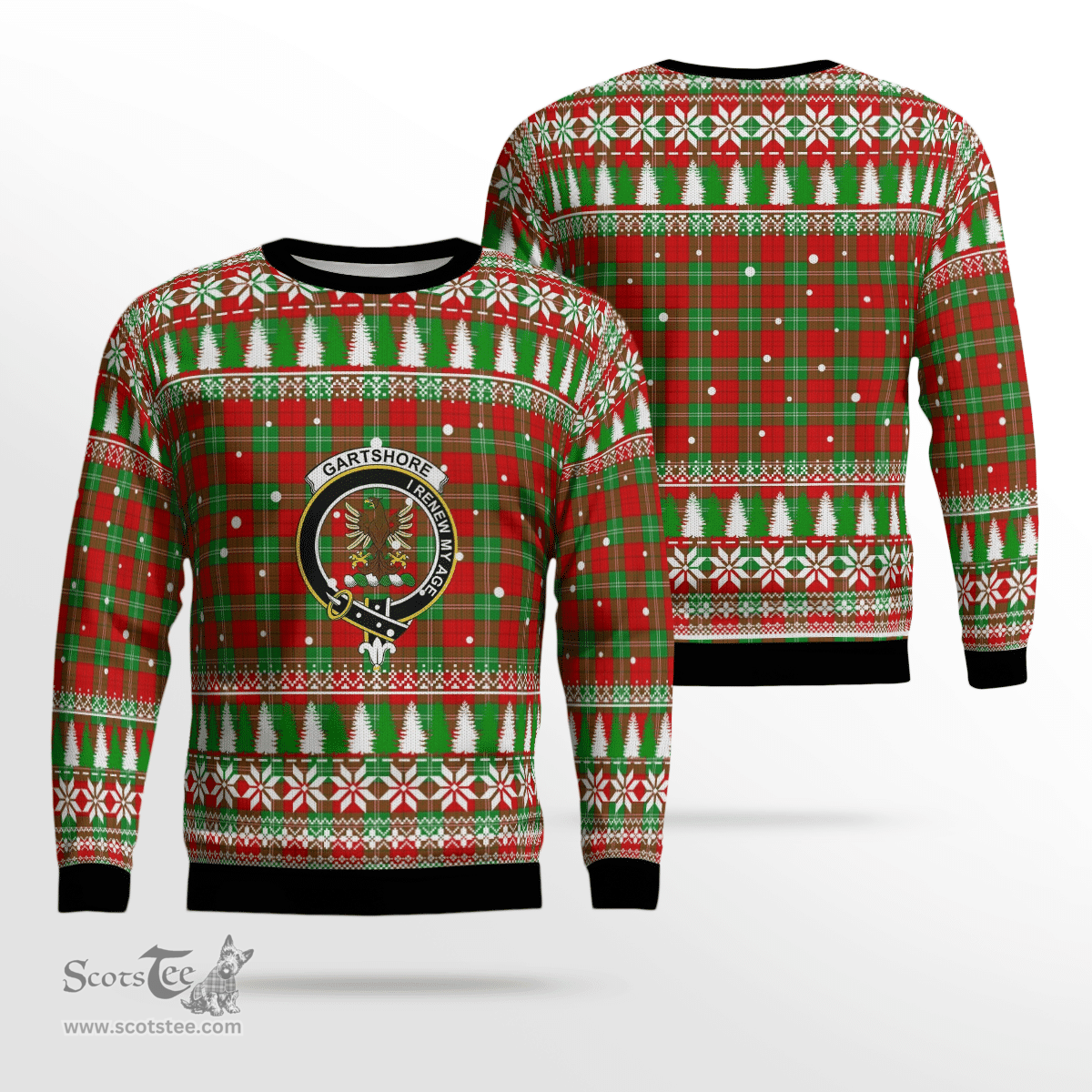 Scottish Gartshore Clan Crest Tartan Christmas Ugly Sweater - Plaid Family Ugly Sweater Scottish Plaid Tartan Plaid - ScotsTee - scotstee.com
