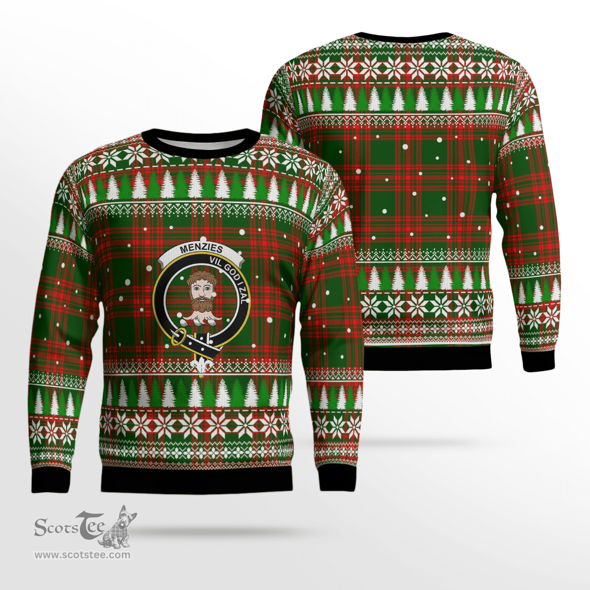 Scottish Menzies Green Modern Clan Crest Tartan Christmas Ugly Sweater - Plaid Family Ugly Sweater Scottish Plaid Tartan Plaid - ScotsTee - scotstee.com
