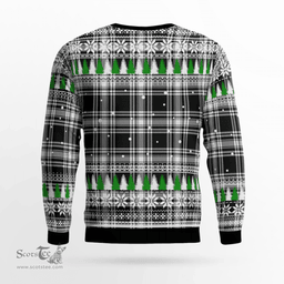 Scottish Menzies Black & White Modern Clan Tartan Christmas Ugly Sweater - Plaid Family Ugly Sweater Scottish Plaid Tartan Plaid - ScotsTee - scotstee.com