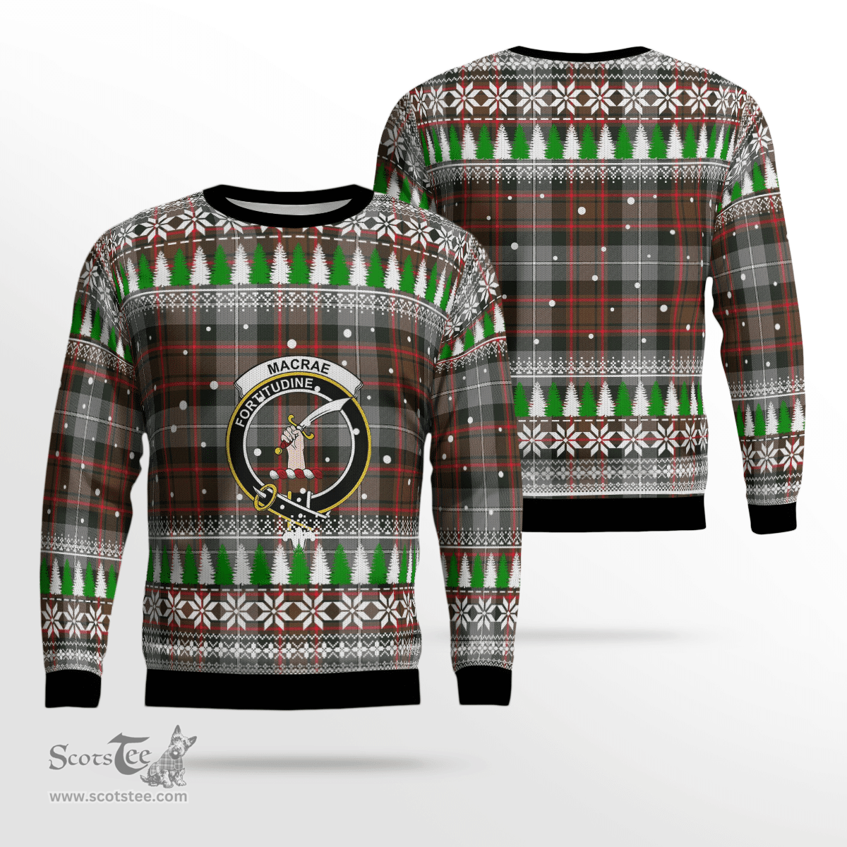 Scottish MacRae Hunting Weathered Clan Crest Tartan Christmas Ugly Sweater - Plaid Family Ugly Sweater Scottish Plaid Tartan Plaid - ScotsTee - scotstee.com