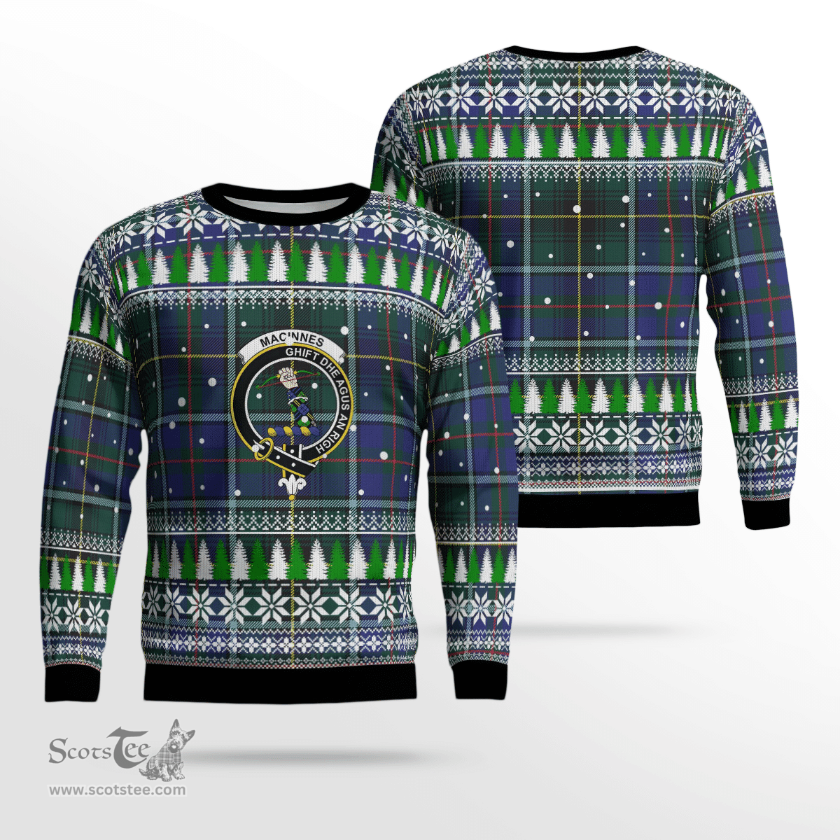 Scottish MacInnes Modern Clan Crest Tartan Christmas Ugly Sweater - Plaid Family Ugly Sweater Scottish Plaid Tartan Plaid - ScotsTee - scotstee.com