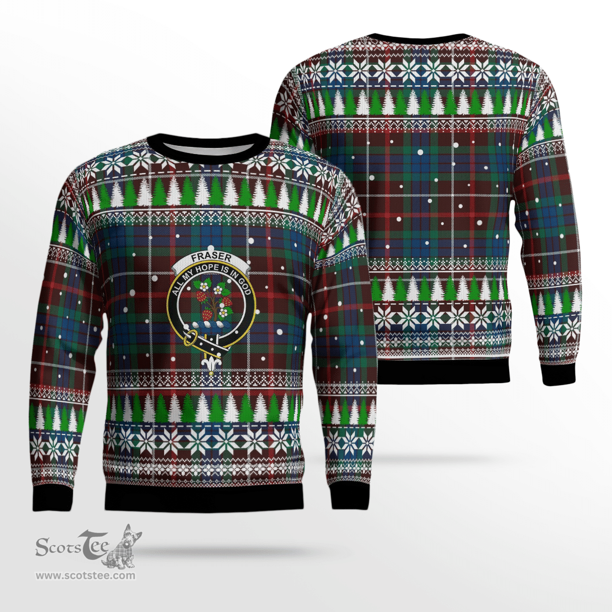 Scottish Fraser Hunting Ancient Clan Crest Tartan Christmas Ugly Sweater - Plaid Family Ugly Sweater Scottish Plaid Tartan Plaid - ScotsTee - scotstee.com