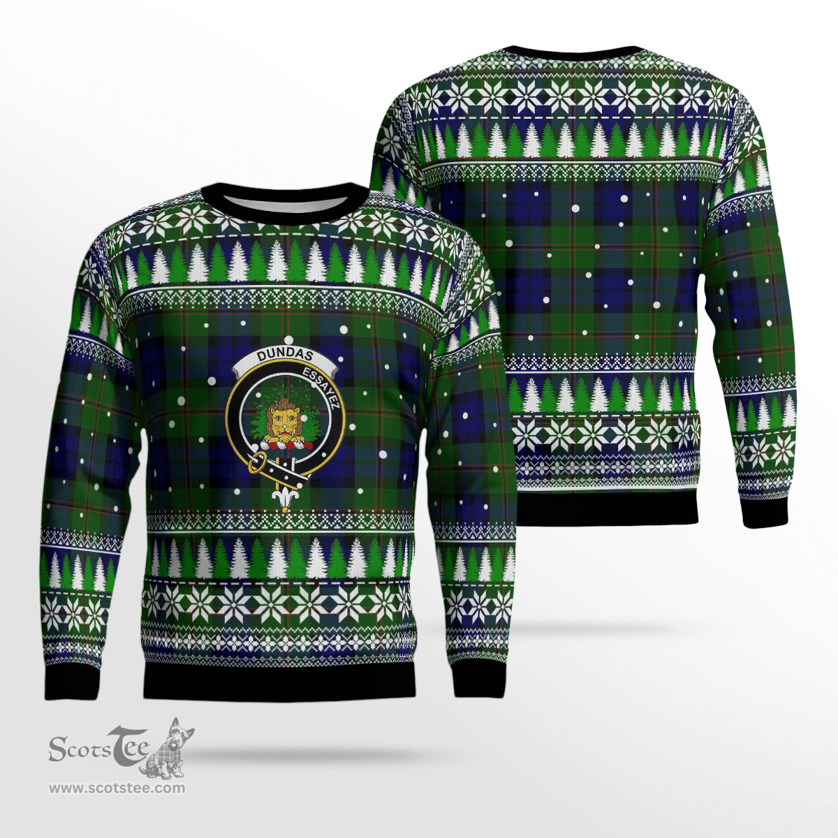 Scottish Dundas Modern Clan Crest Tartan Christmas Ugly Sweater - Plaid Family Ugly Sweater Scottish Plaid Tartan Plaid - ScotsTee - scotstee.com