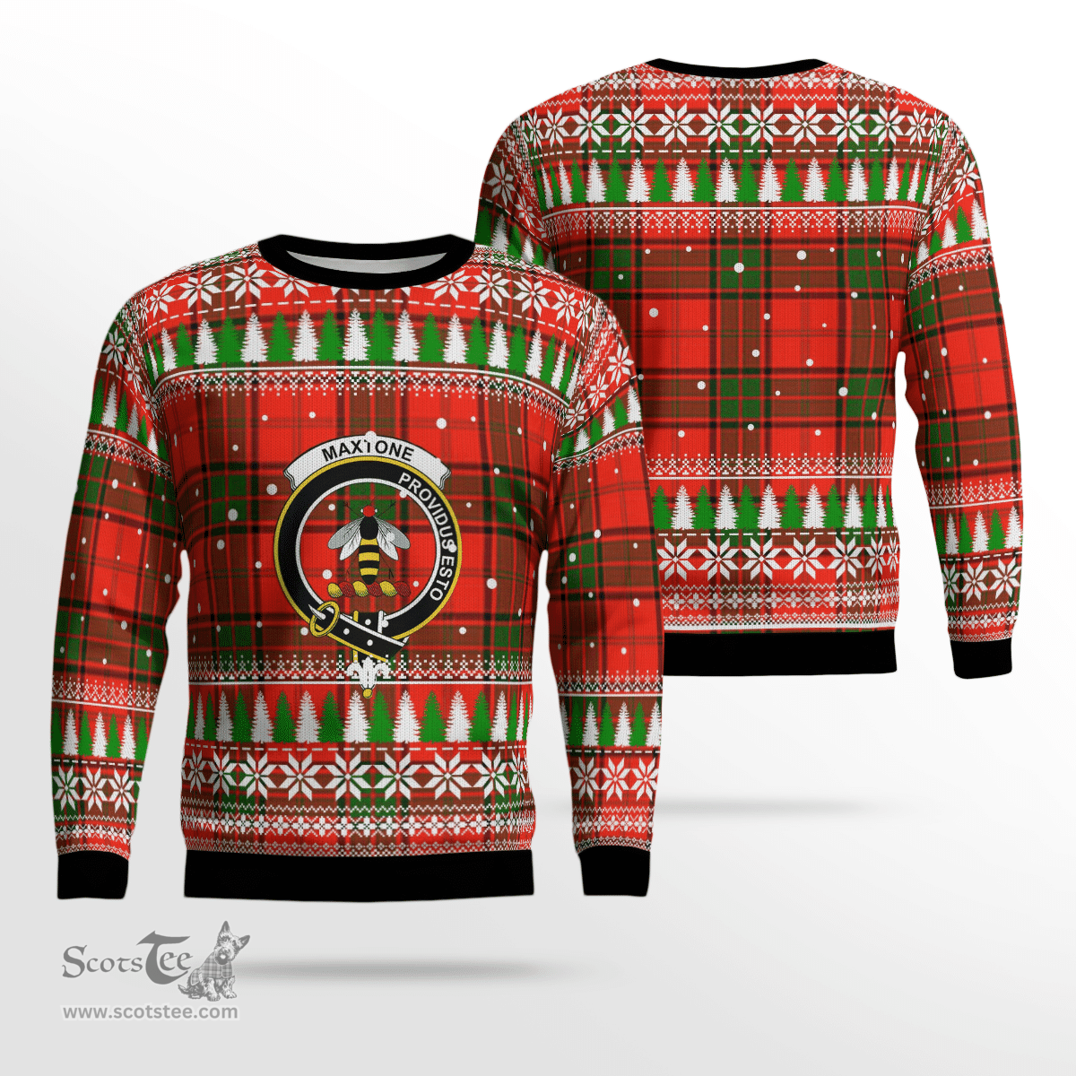 Scottish Maxtone Clan Crest Tartan Christmas Ugly Sweater - Plaid Family Ugly Sweater Scottish Plaid Tartan Plaid - ScotsTee - scotstee.com