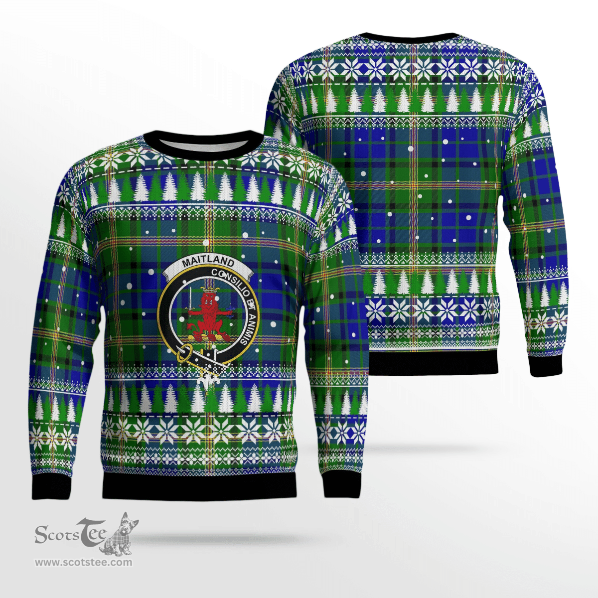 Scottish Maitland Clan Crest Tartan Christmas Ugly Sweater - Plaid Family Ugly Sweater Scottish Plaid Tartan Plaid - ScotsTee - scotstee.com