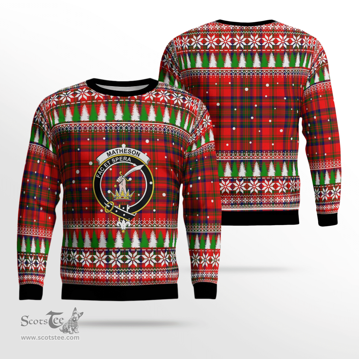 Scottish Matheson Modern Clan Crest Tartan Christmas Ugly Sweater - Plaid Family Ugly Sweater Scottish Plaid Tartan Plaid - ScotsTee - scotstee.com