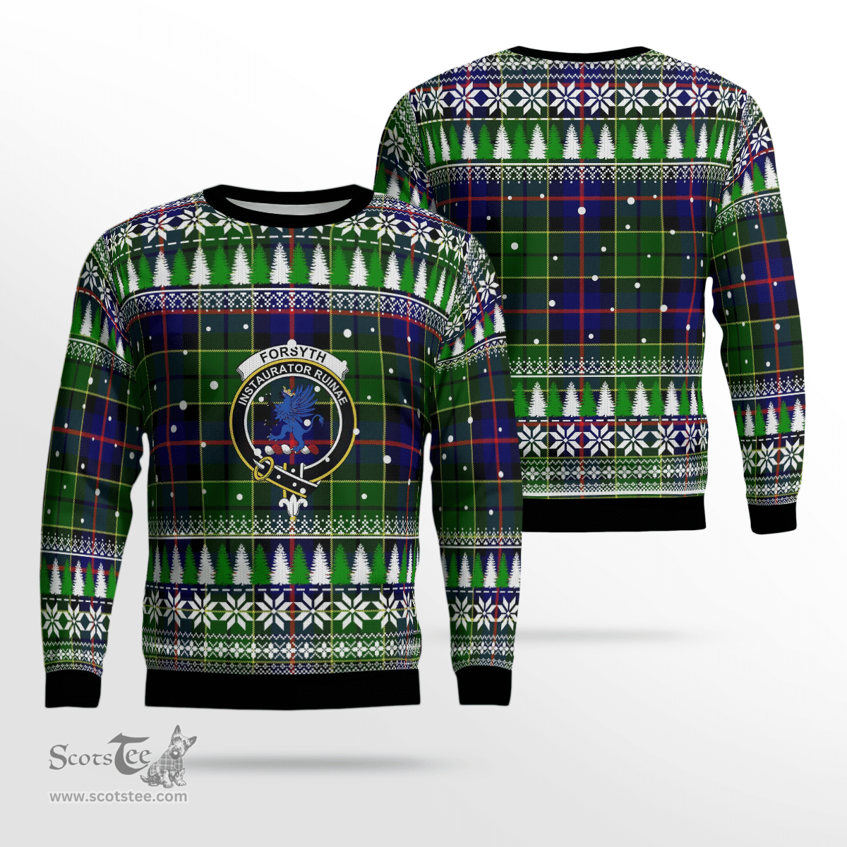 Scottish Forsyth Modern Clan Crest Tartan Christmas Ugly Sweater - Plaid Family Ugly Sweater Scottish Plaid Tartan Plaid - ScotsTee - scotstee.com