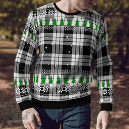 Scottish MacFarlane Black & White Clan Tartan Christmas Ugly Sweater - Plaid Family Ugly Sweater Scottish Plaid Tartan Plaid - ScotsTee - scotstee.com