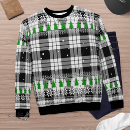 Scottish MacFarlane Black & White Clan Tartan Christmas Ugly Sweater - Plaid Family Ugly Sweater Scottish Plaid Tartan Plaid - ScotsTee - scotstee.com