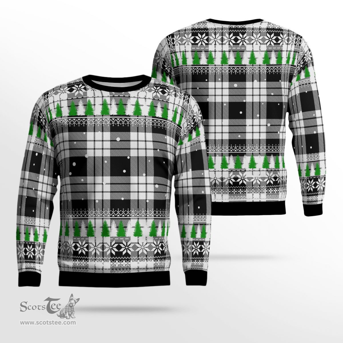 Scottish MacFarlane Black & White Clan Tartan Christmas Ugly Sweater - Plaid Family Ugly Sweater Scottish Plaid Tartan Plaid - ScotsTee - scotstee.com