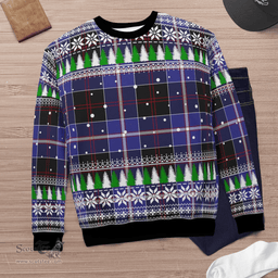 Scottish Dunlop Modern Clan Tartan Christmas Ugly Sweater - Plaid Family Ugly Sweater Scottish Plaid Tartan Plaid - ScotsTee - scotstee.com