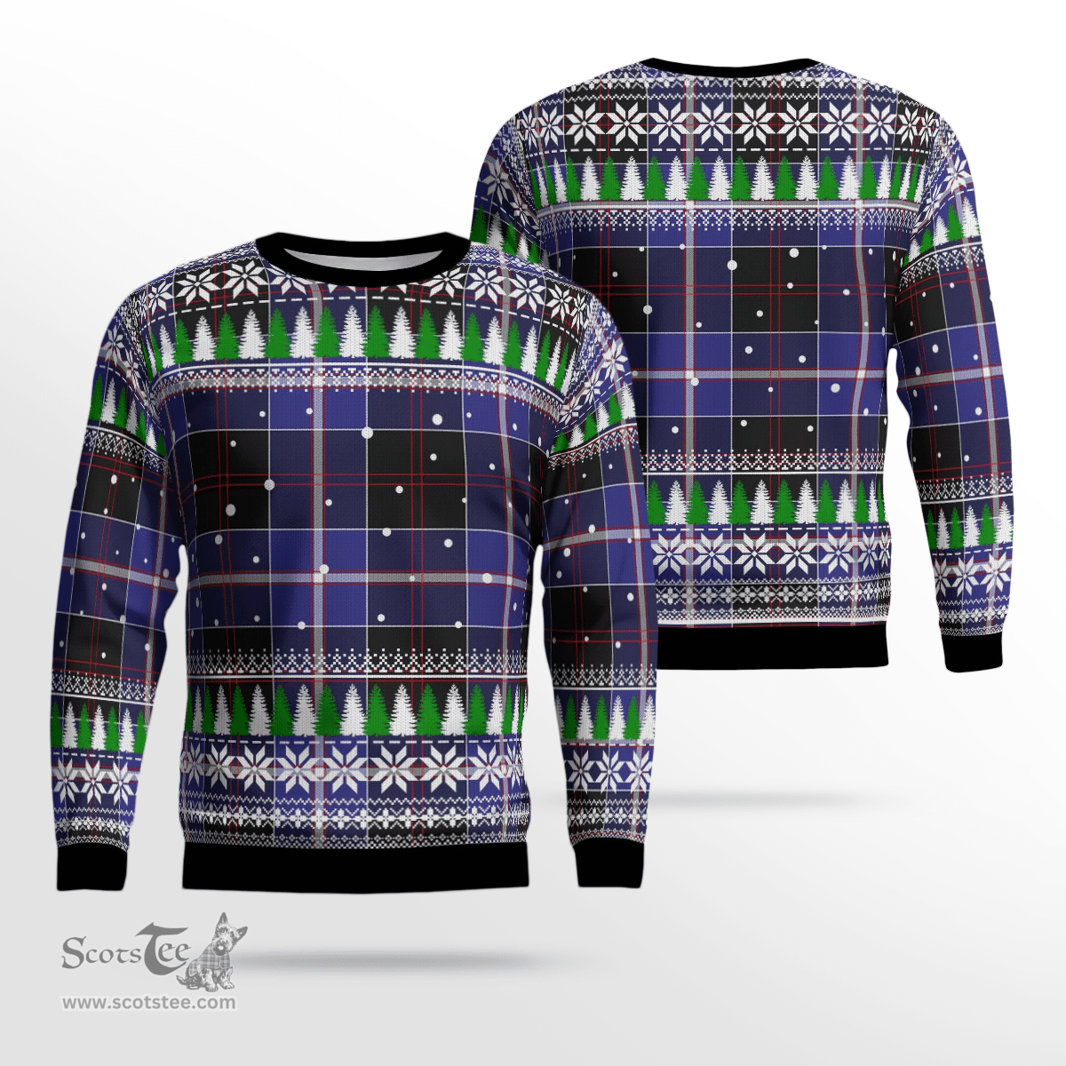 Scottish Dunlop Modern Clan Tartan Christmas Ugly Sweater - Plaid Family Ugly Sweater Scottish Plaid Tartan Plaid - ScotsTee - scotstee.com