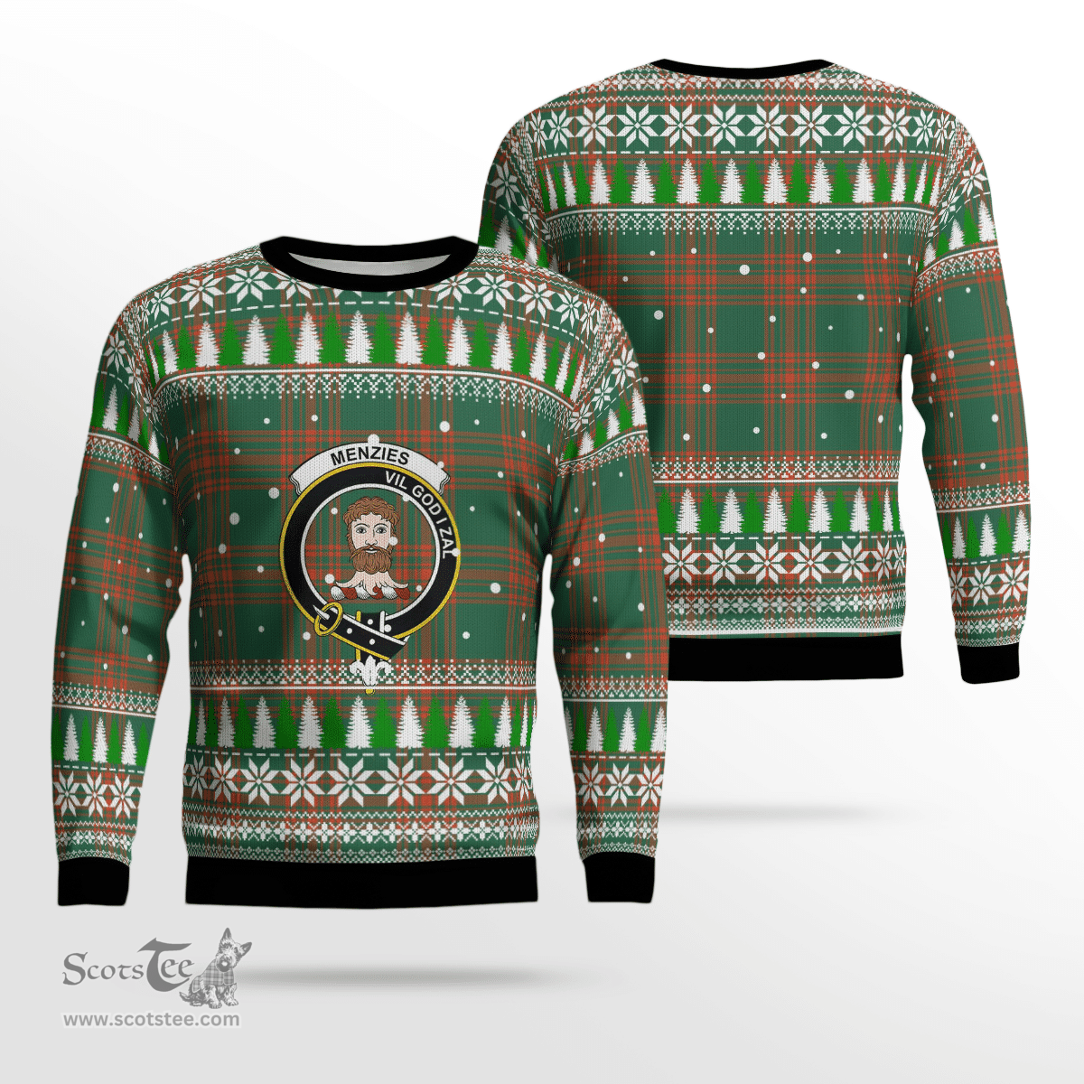 Scottish Menzies Green Ancient Clan Crest Tartan Christmas Ugly Sweater - Plaid Family Ugly Sweater Scottish Plaid Tartan Plaid - ScotsTee - scotstee.com