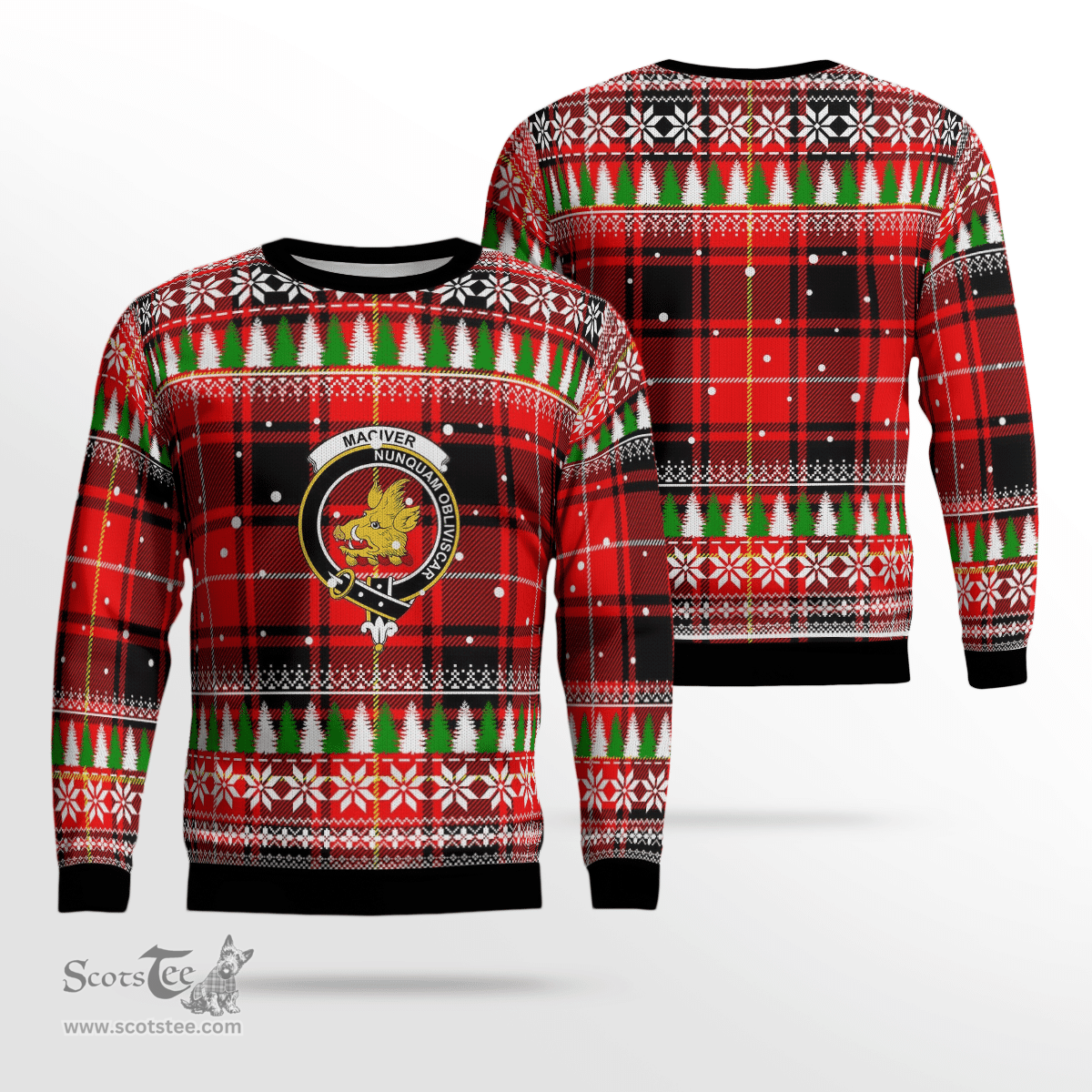 Scottish MacIver Modern Clan Crest Tartan Christmas Ugly Sweater - Plaid Family Ugly Sweater Scottish Plaid Tartan Plaid - ScotsTee - scotstee.com