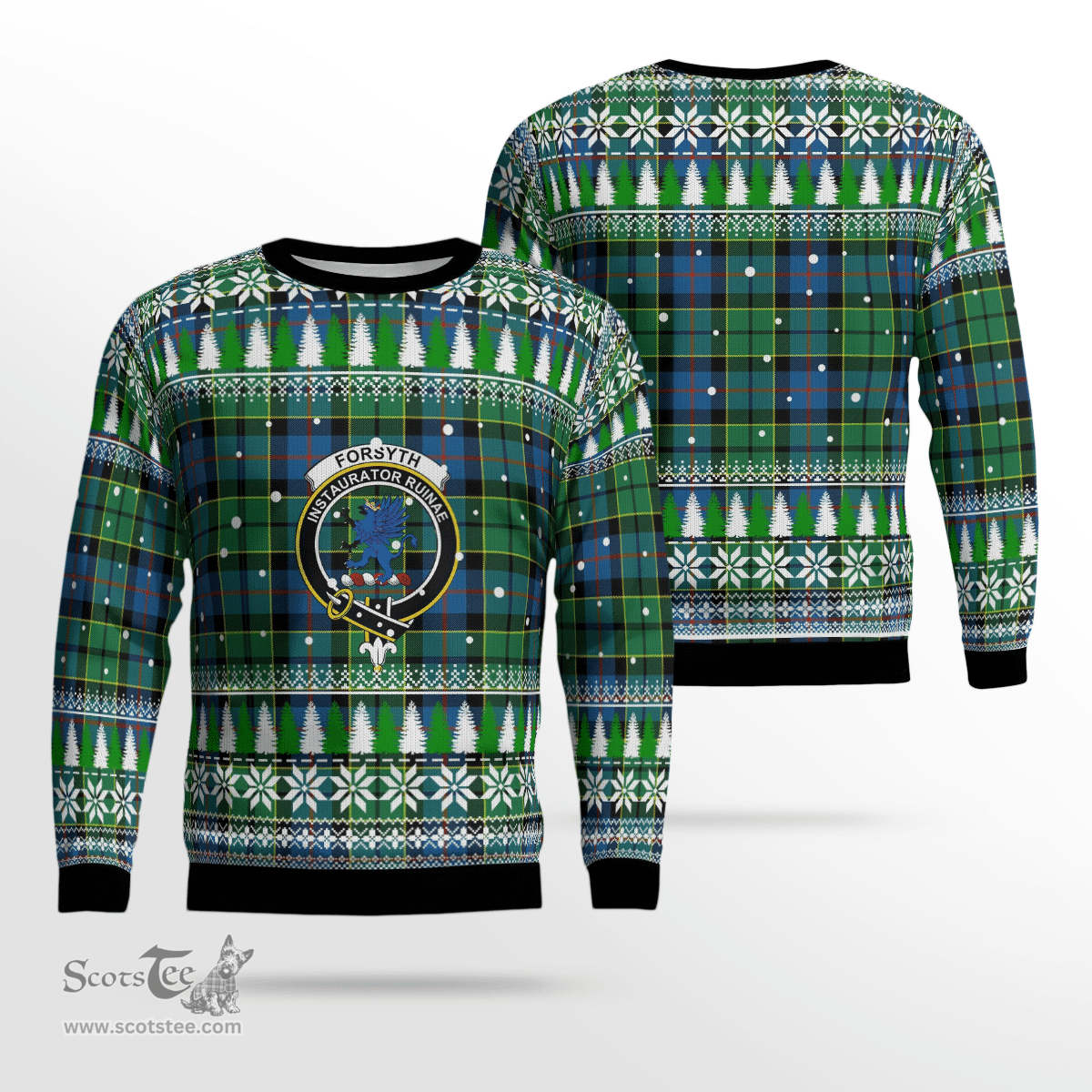 Scottish Forsyth Ancient Clan Crest Tartan Christmas Ugly Sweater - Plaid Family Ugly Sweater Scottish Plaid Tartan Plaid - ScotsTee - scotstee.com