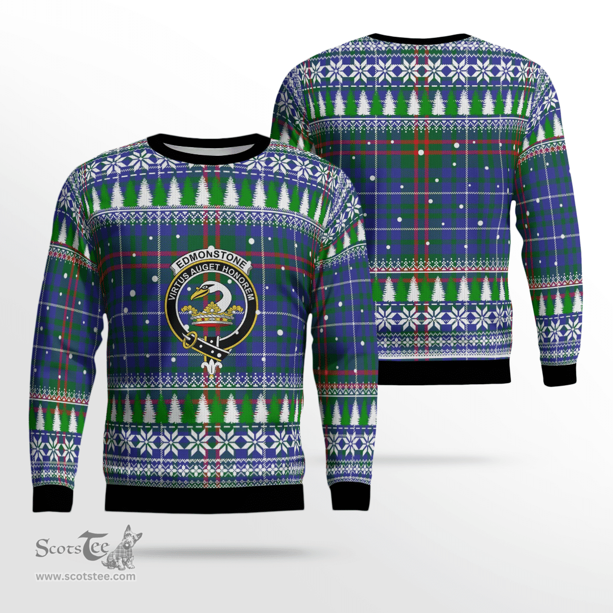 Scottish Edmonstone Clan Crest Tartan Christmas Ugly Sweater - Plaid Family Ugly Sweater Scottish Plaid Tartan Plaid - ScotsTee - scotstee.com