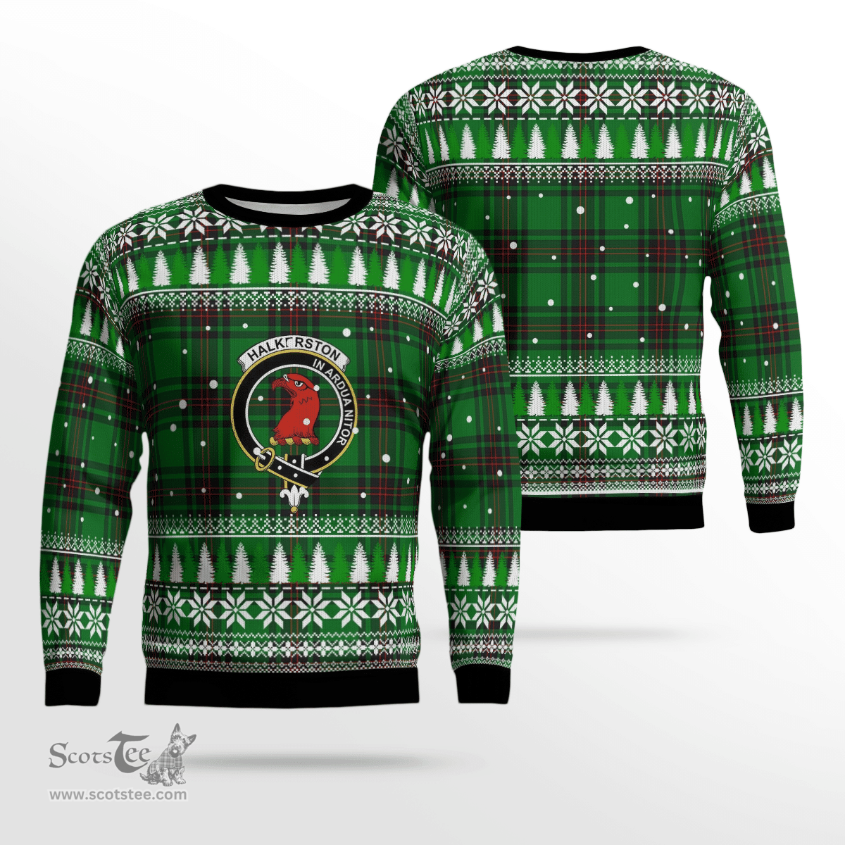 Scottish Halkerston Clan Crest Tartan Christmas Ugly Sweater - Plaid Family Ugly Sweater Scottish Plaid Tartan Plaid - ScotsTee - scotstee.com