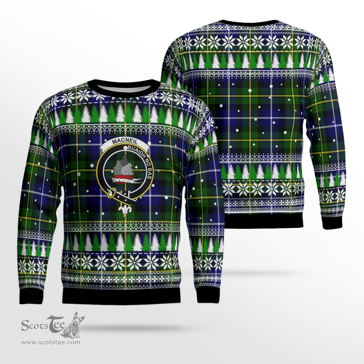 Scottish MacNeil of Barra Modern Clan Crest Tartan Christmas Ugly Sweater - Plaid Family Ugly Sweater Scottish Plaid Tartan Plaid - ScotsTee - scotstee.com