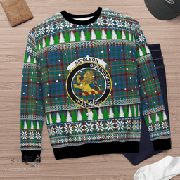 Scottish Nicolson Hunting Ancient Clan Crest Tartan Christmas Ugly Sweater - Plaid Family Ugly Sweater Scottish Plaid Tartan Plaid - ScotsTee - scotstee.com