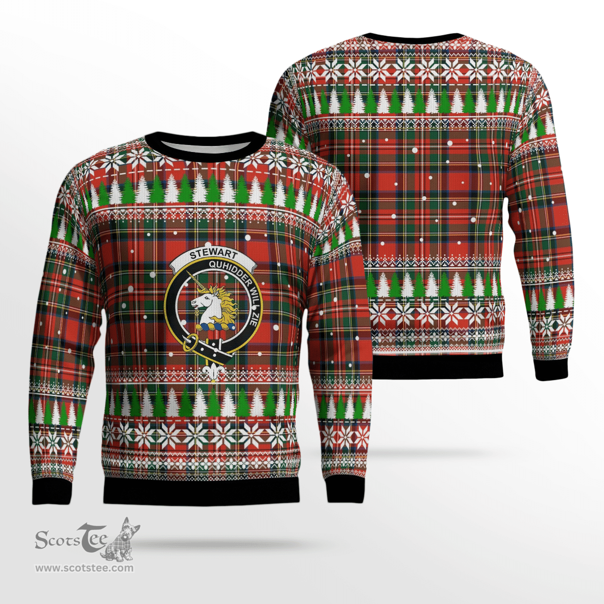 Scottish Stewart (of Appin) Clan Crest Tartan Christmas Ugly Sweater - Plaid Family Ugly Sweater Scottish Plaid Tartan Plaid - ScotsTee - scotstee.com