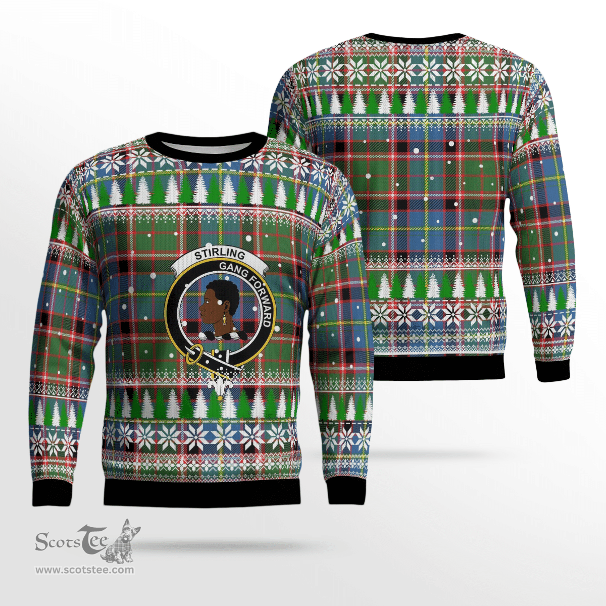 Scottish Stirling (of Keir) Clan Crest Tartan Christmas Ugly Sweater - Plaid Family Ugly Sweater Scottish Plaid Tartan Plaid - ScotsTee - scotstee.com