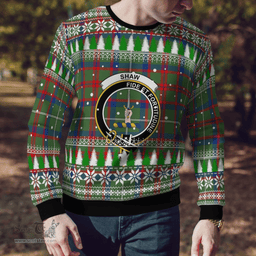 Scottish Shaw Green Modern Clan Crest Tartan Christmas Ugly Sweater - Plaid Family Ugly Sweater Scottish Plaid Tartan Plaid - ScotsTee - scotstee.com